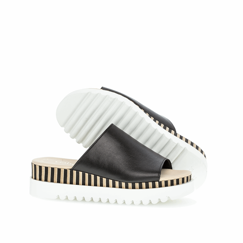 Sandale Plate-forme Sans Lacets Noir/naturel Gabor | Exclusif